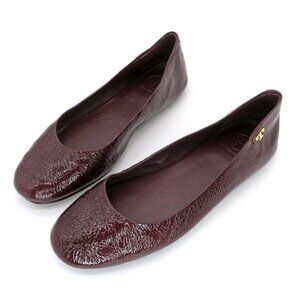 Tory Burch Travel T Crinkle Ballet Flats Shoes Oxblood Dark Red Women's 7M